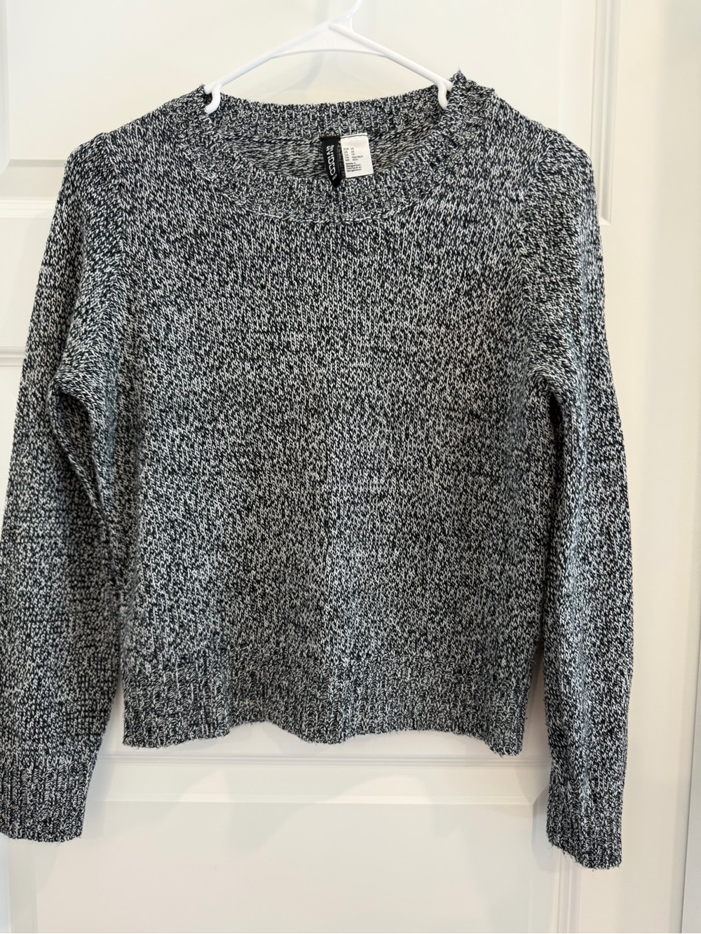 H&M Black and White Marled Crewneck Sweater